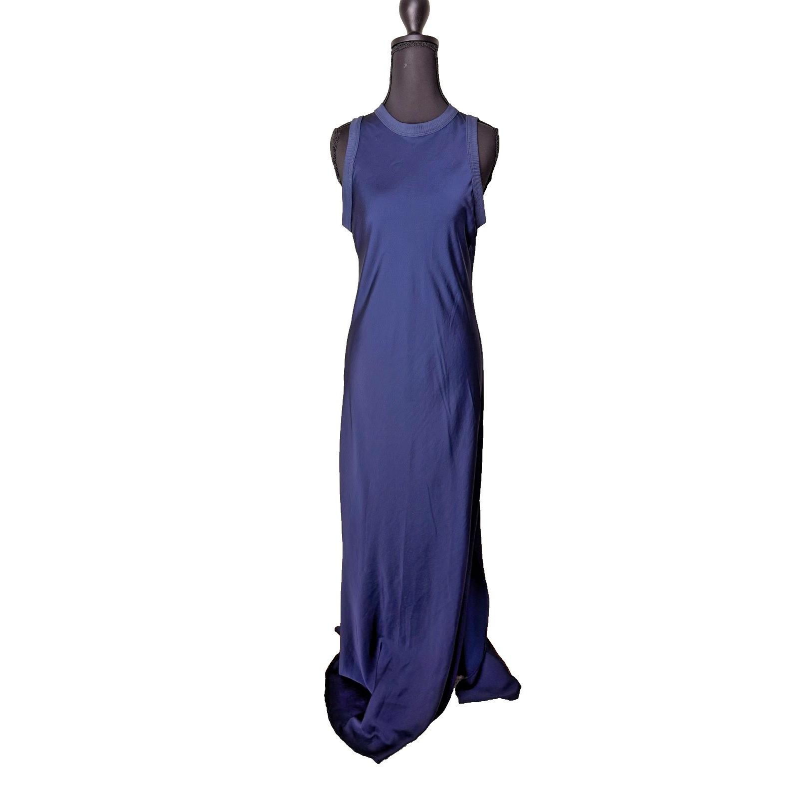 M by Maskit Women’s Maxi Length Satin Slip Dress Navy Blue Small made in Israel