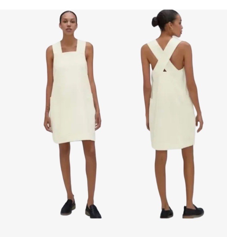 Everlane The Cross – Back Apron Mini Dress Ivory Size Small