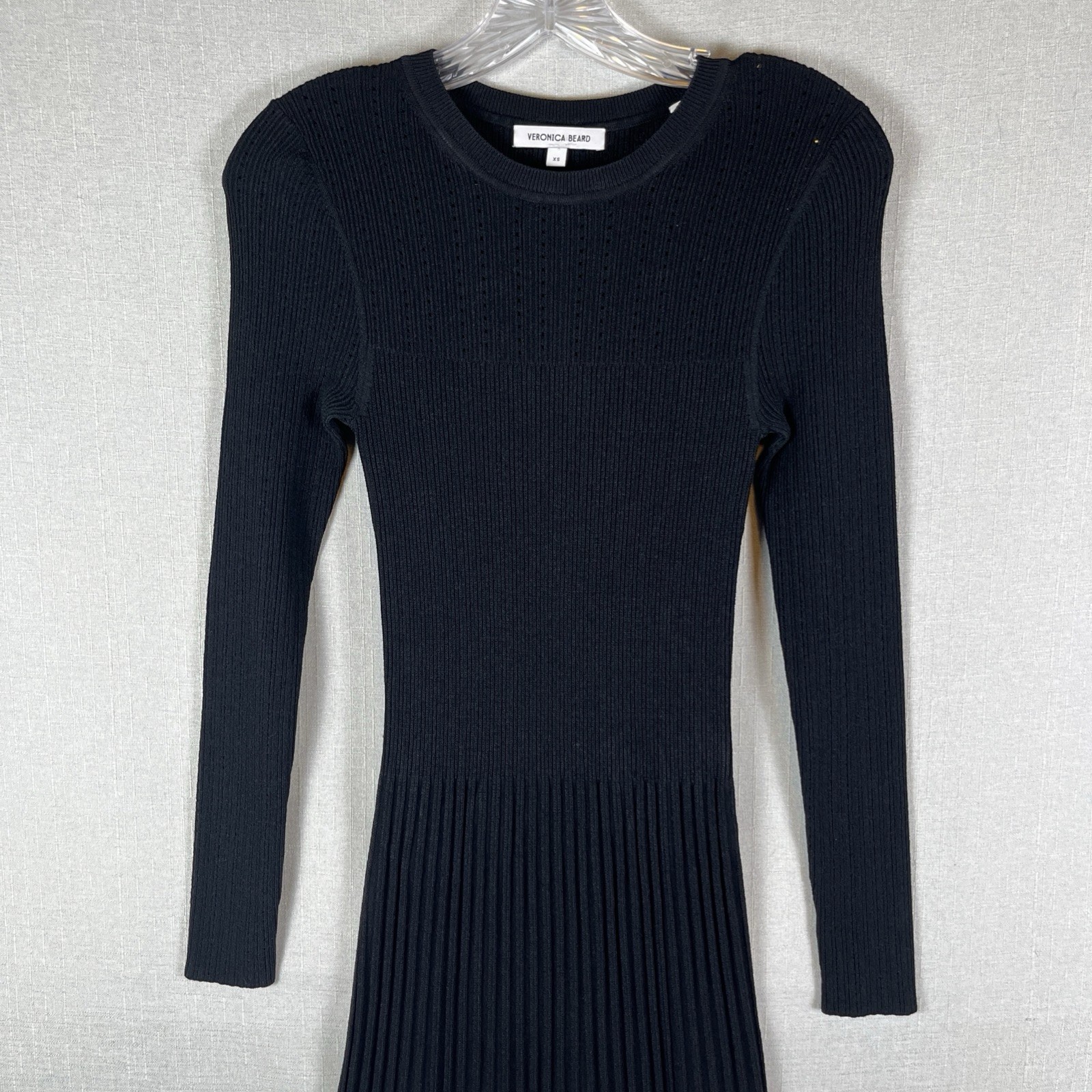 Veronica Beard Black Nami Ribbed Knit Long Sweater Dress Size XS Capsule $498