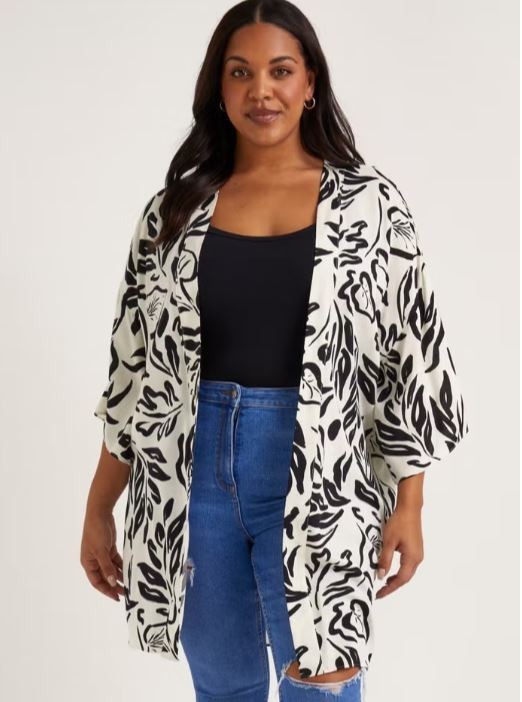 Matalan BNWT Papaya black white Curve Kimono size 20 22 summer holiday (114)