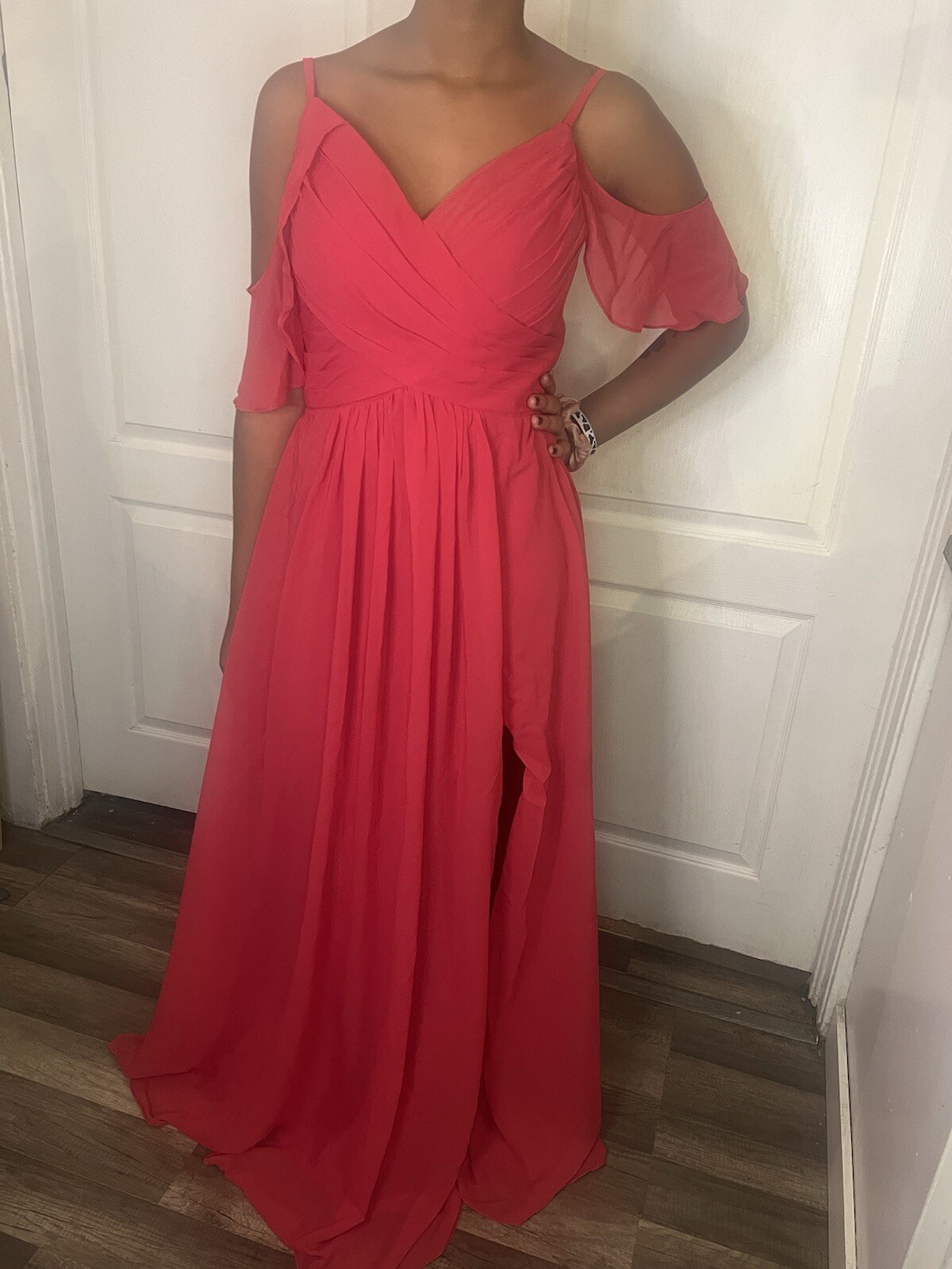 RYANTH Bridesmaid Dresses Women Formal Evening Orange Satin V Neck Size 10 NWT