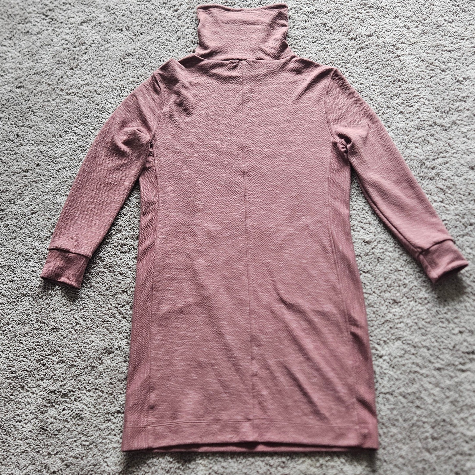 Prana Sunrise Sweatshirt Dress Size L Cowl Neck Pink Heathered Pockets Gorpcore