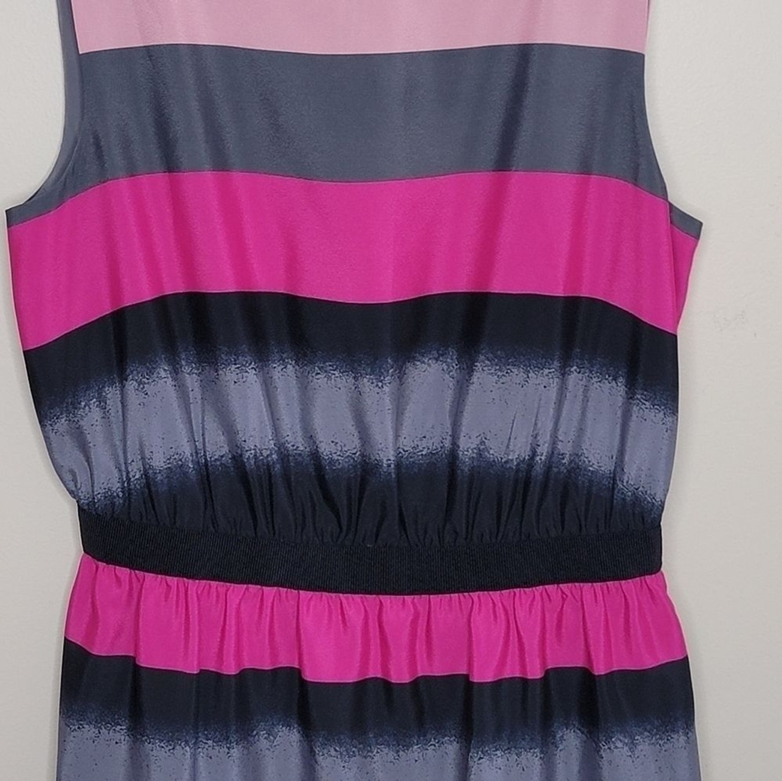 Loft Pink Gray Black Wide Striped Sleeveless Sheath Dress Size XS Spring Summer