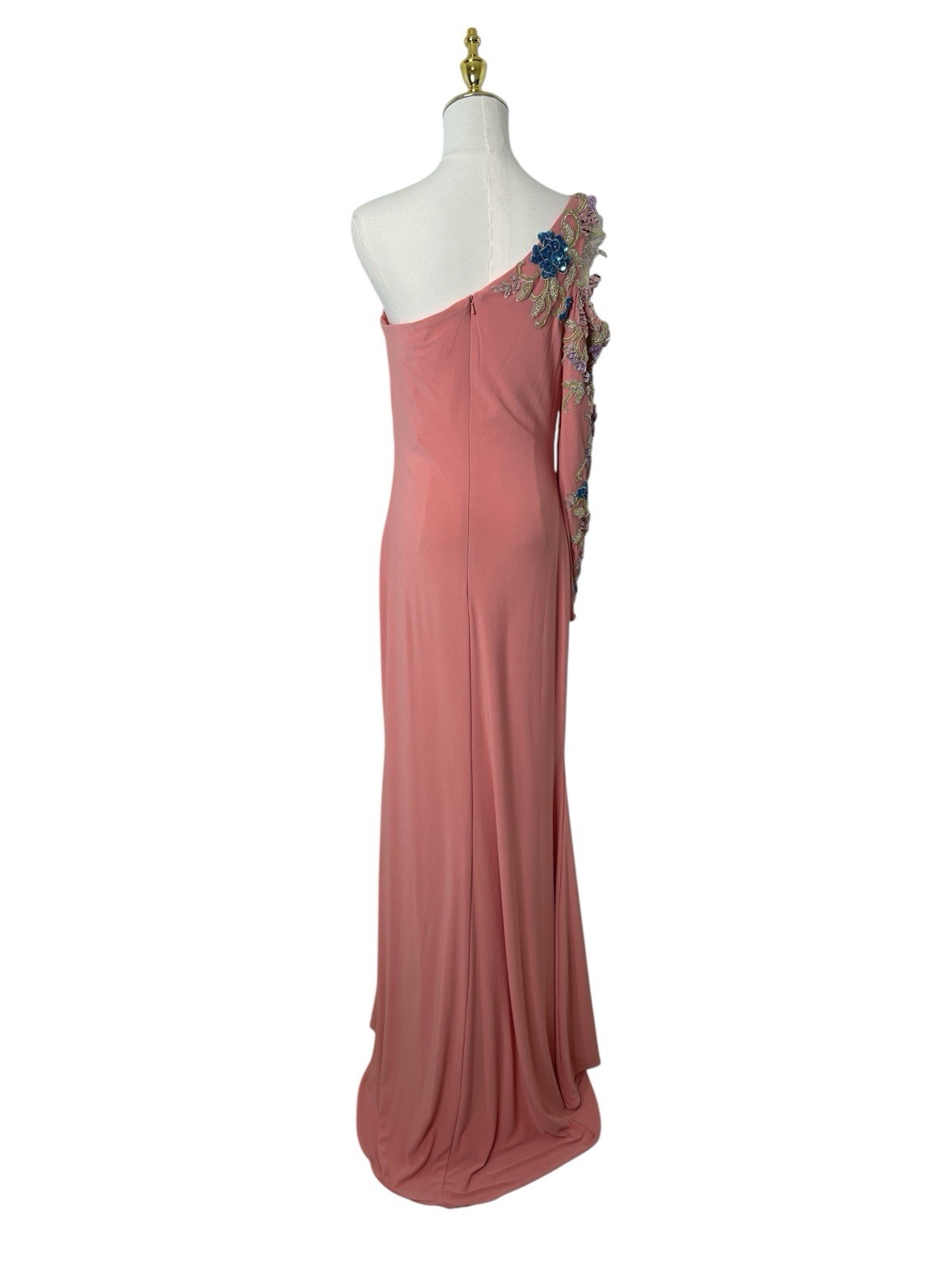 Mac Duggal 2204 Peach One Shoulder Sequins Embroidered Appliqué Gown Size 6 $598
