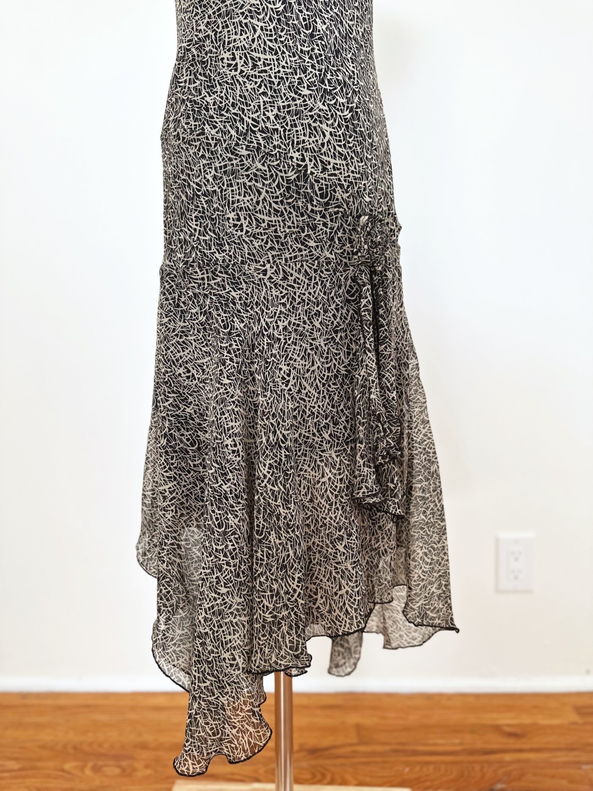 Jonathan Martin 100% Silk Slip Dress Size 8 Fairy Grunge Asymmetrical Bias Y2K