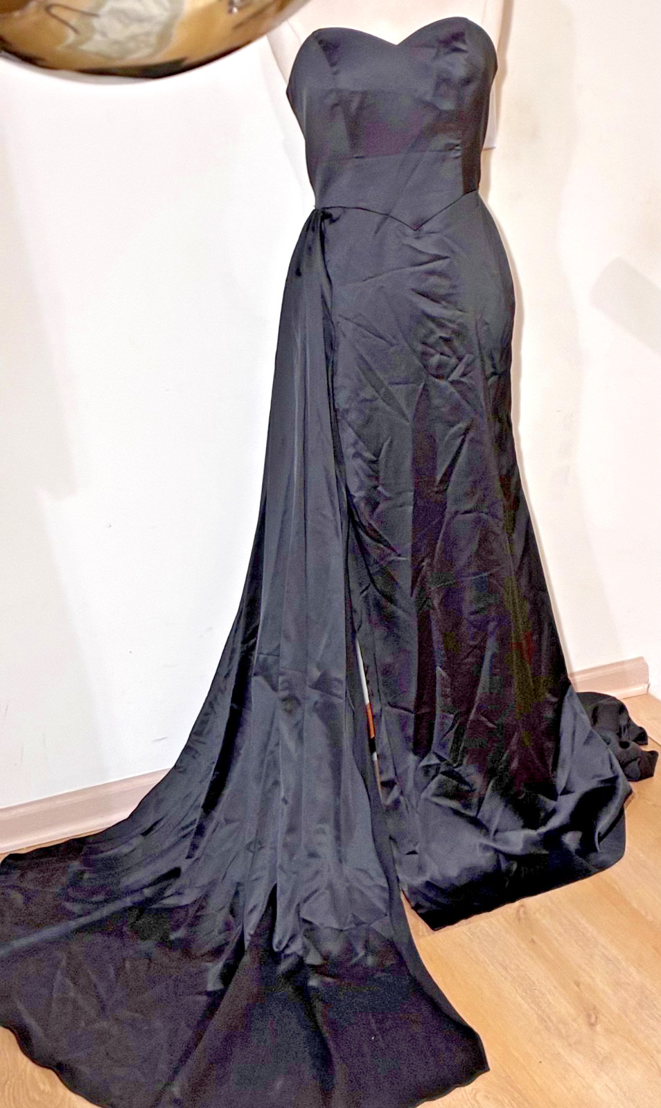 ChicSew-Strapless S’Hrt Lux Satin Drape Panel Gown(Black)-Sz 8 – MRSP $285