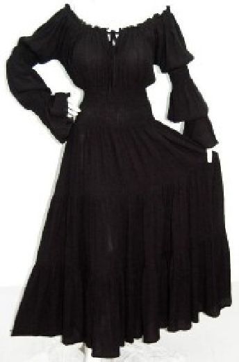 black peasant ruffled smocked dress M L XL OS 1X 2X 3X 4X 5X 6X PLUS SIZE