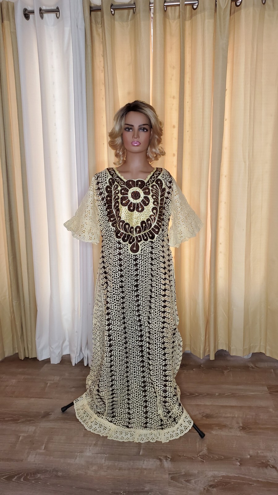 African Kaftan Lace Dress for Women L/XL, Different Colors.