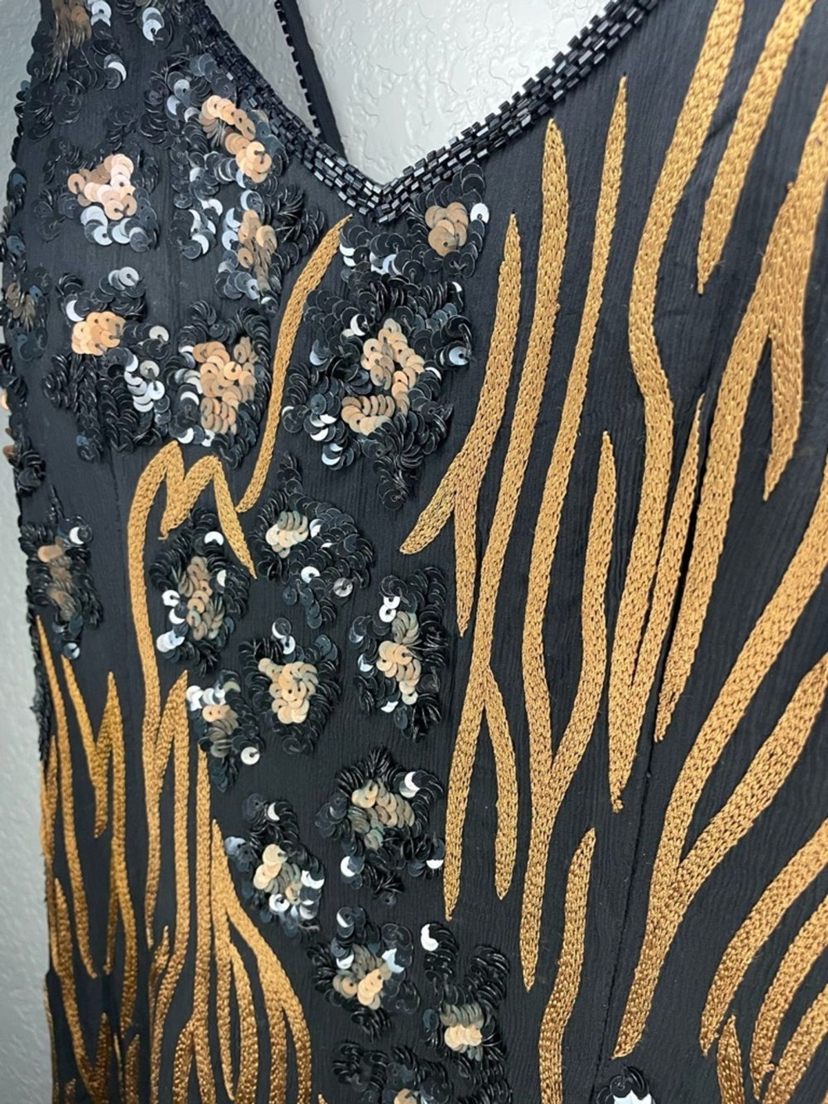 Cassandra Stone 10 Black Silk Beaded Formal Prom Fairy Dress Gown 90s Y2K 2000s