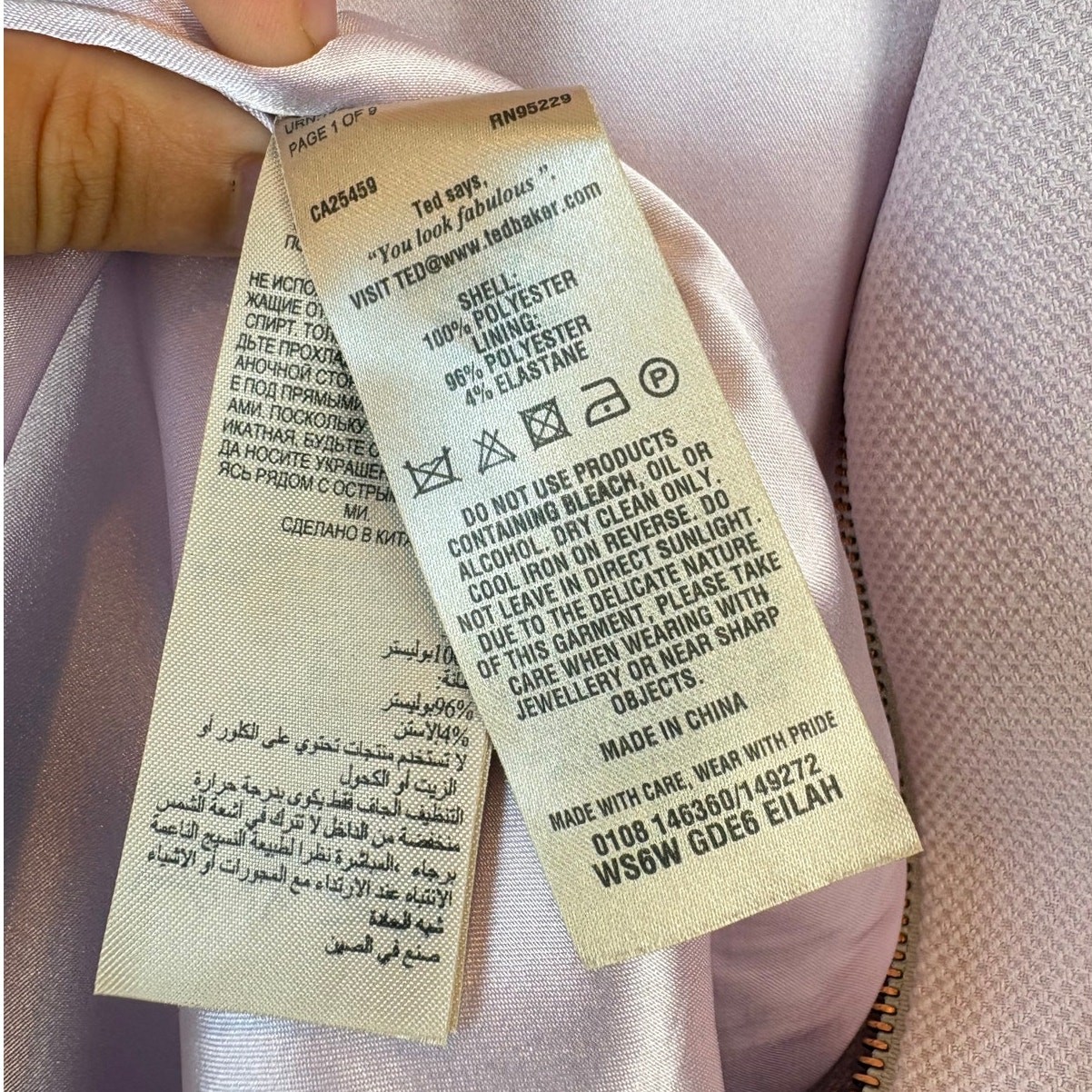 Ted Baker Sleeveless Light Pink Short Floral Dress with Pockets Women’s Size 2
