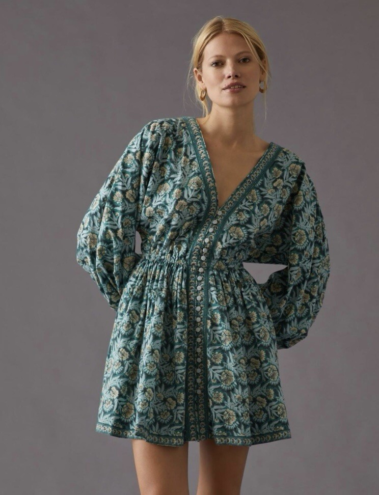OMIKA Adele Long Balloon Sleeve Mini Dress size L