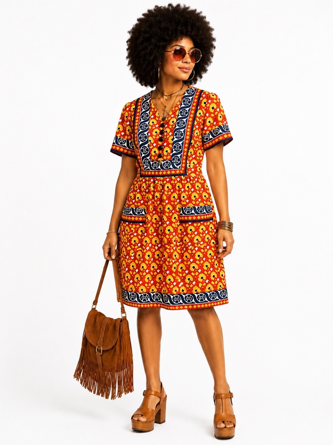 Vintage 70’s Retro Floral Midi-S