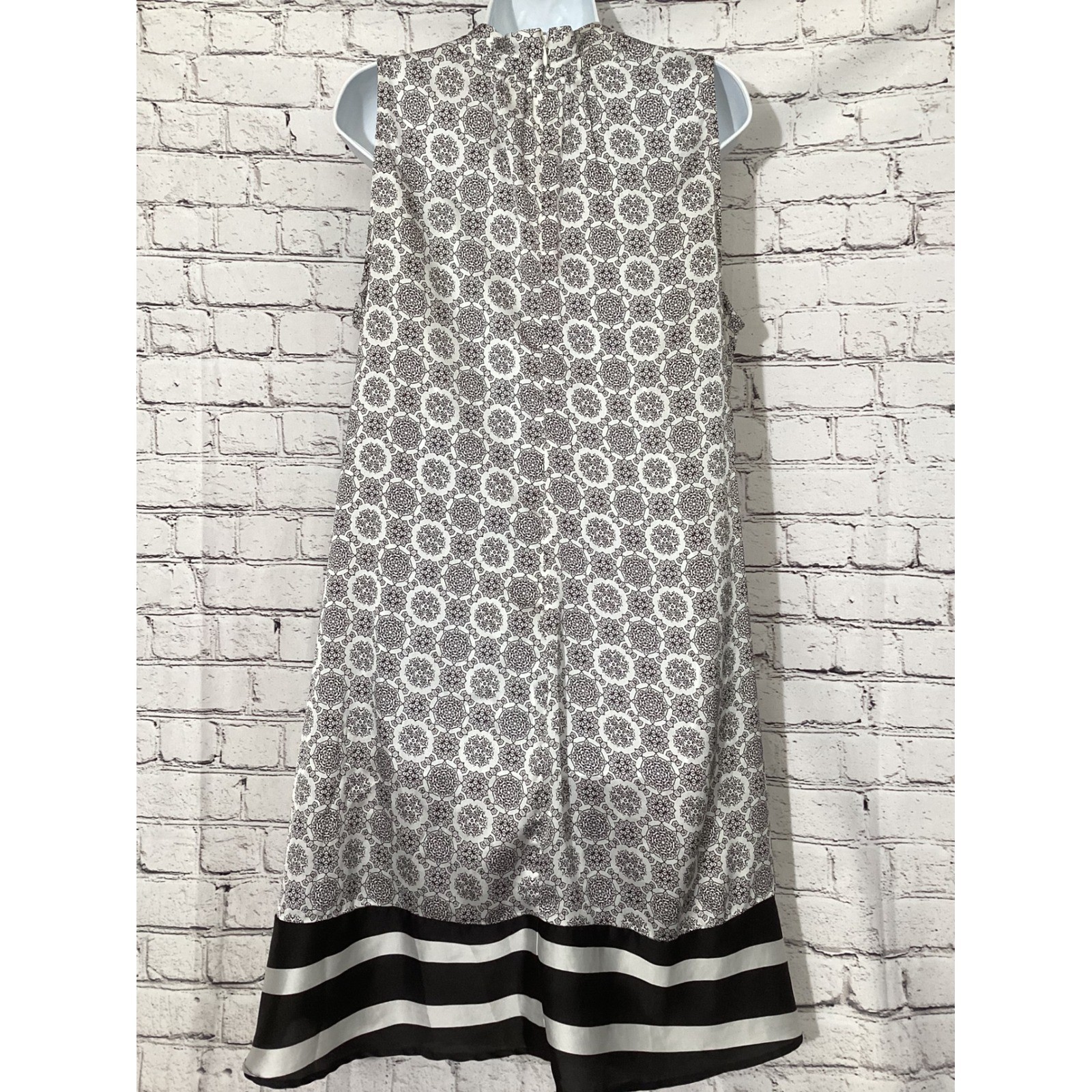 Peter Som for DesigNation Black White Medallion Stripe Shift Dress Large L