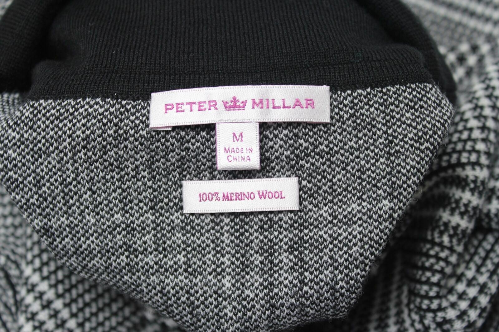 Peter Millar Black White Wool Plaid Turtleneck Sweater Dress Size M