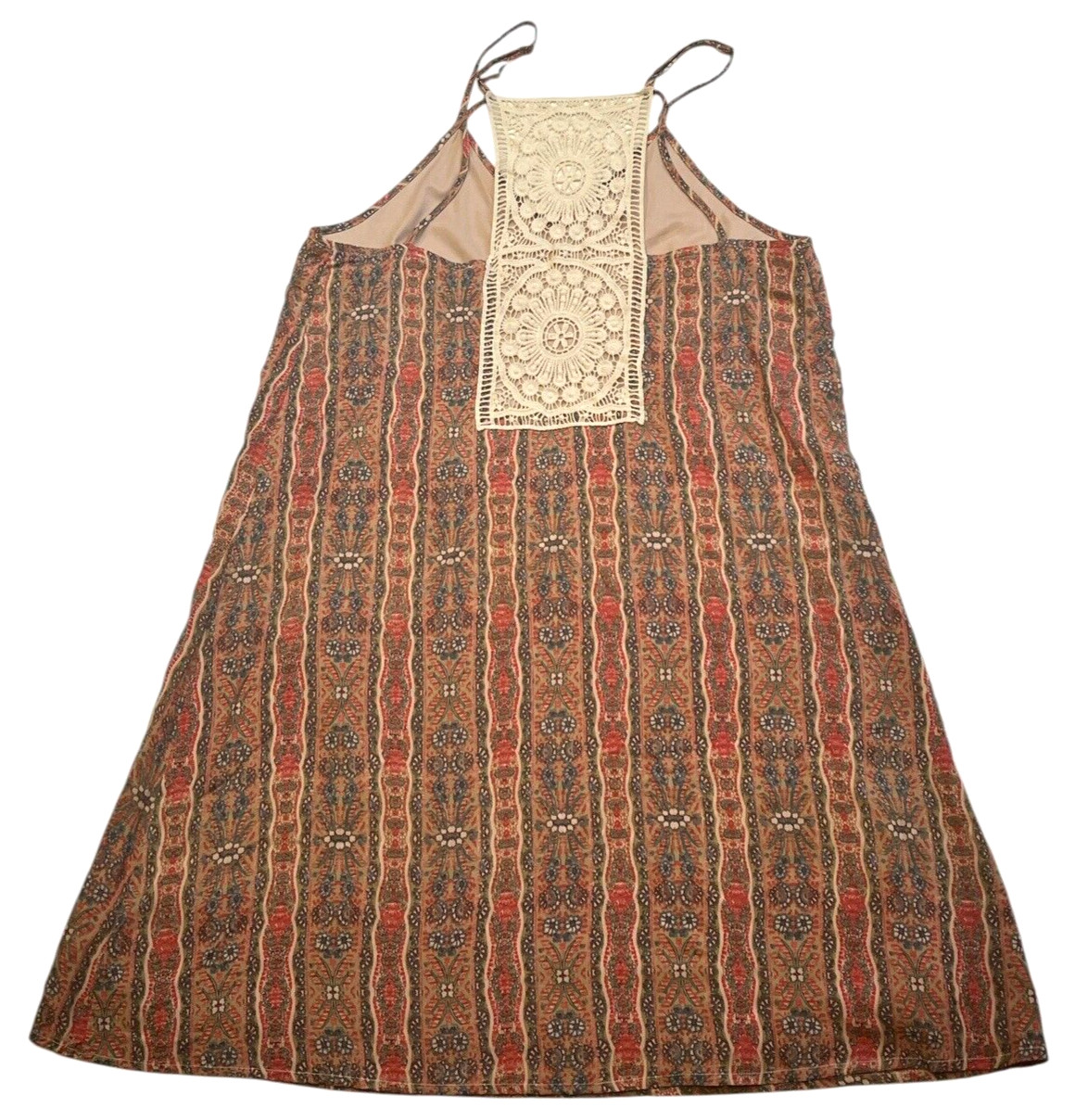 Doe & Rae Dress Womens Small Lined Adjustable Spaghetti Straps Boho V-Neck Short