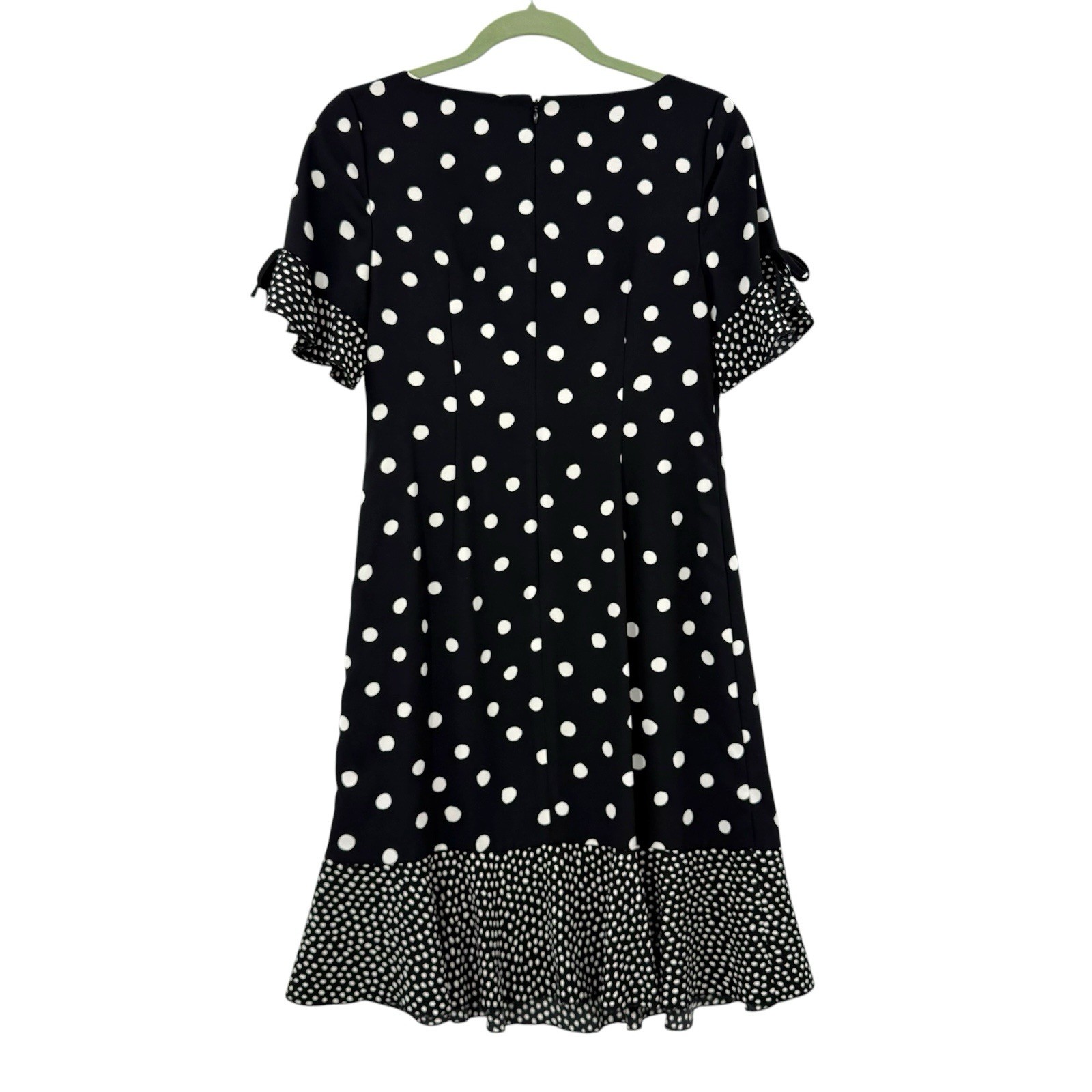 Nwt’s Talbots Black White Polka Dot Dress Ruffle Sleeve Hem Sz 2 Classic Retro