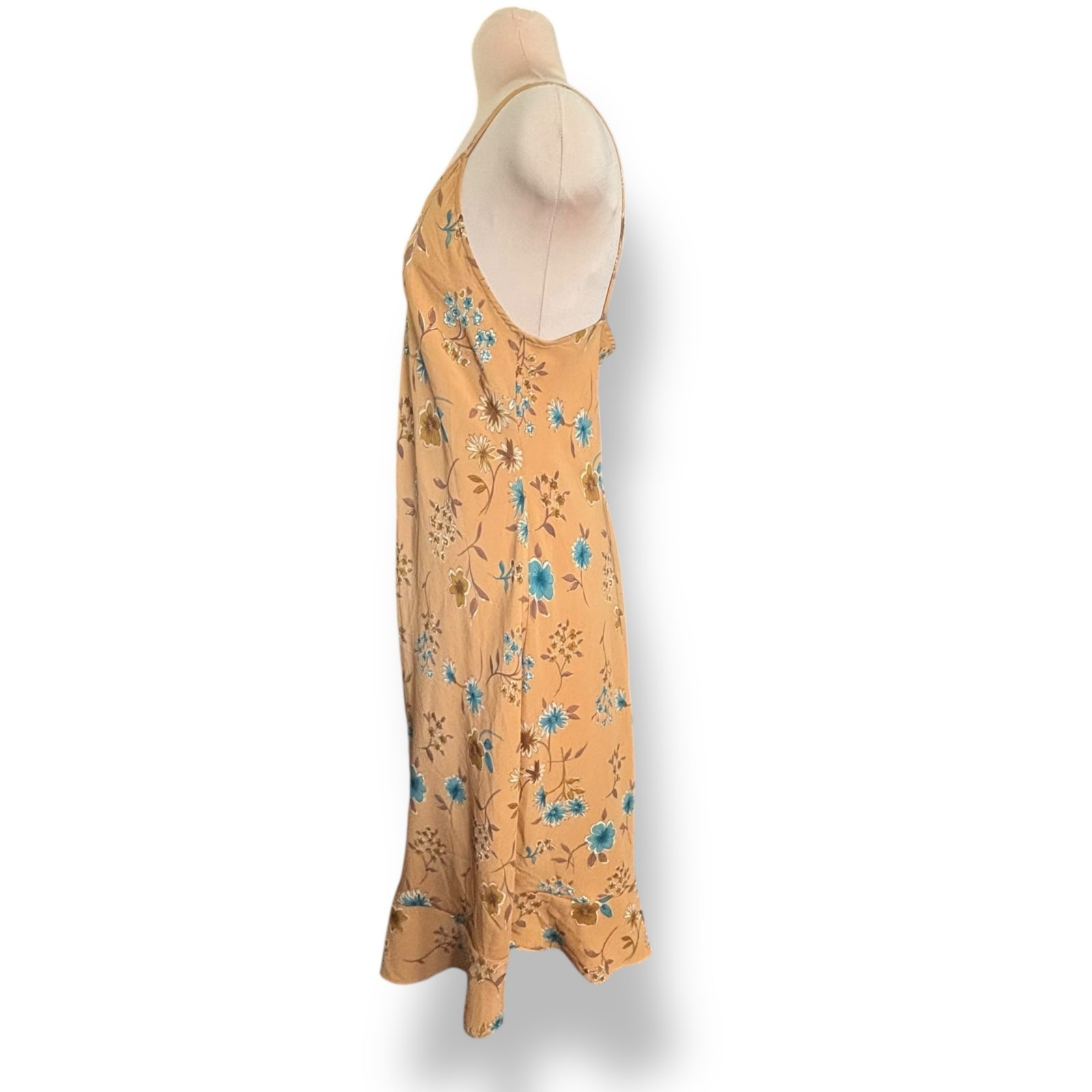 Mile Gabrielle Yellow Floral Midi Slip Dress Blue Flower Print Boho Romantic