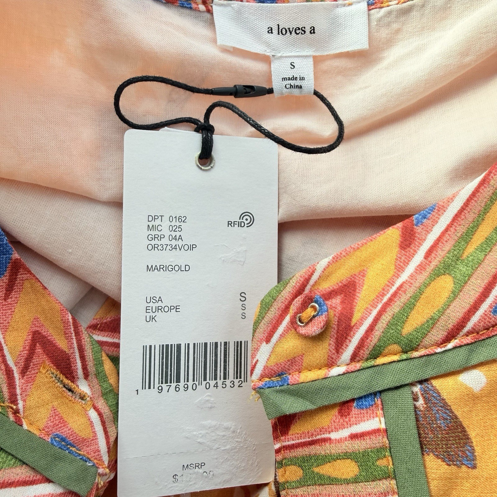 A Loves A Small Border Print Mandarin Collar Long Sleeve Button Down Maxi Dress