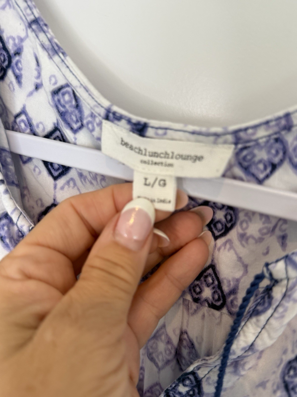 Beach Lunch Lounge Blue White Swim Cover-up Sleeveless 100% Viscose Size L Dress