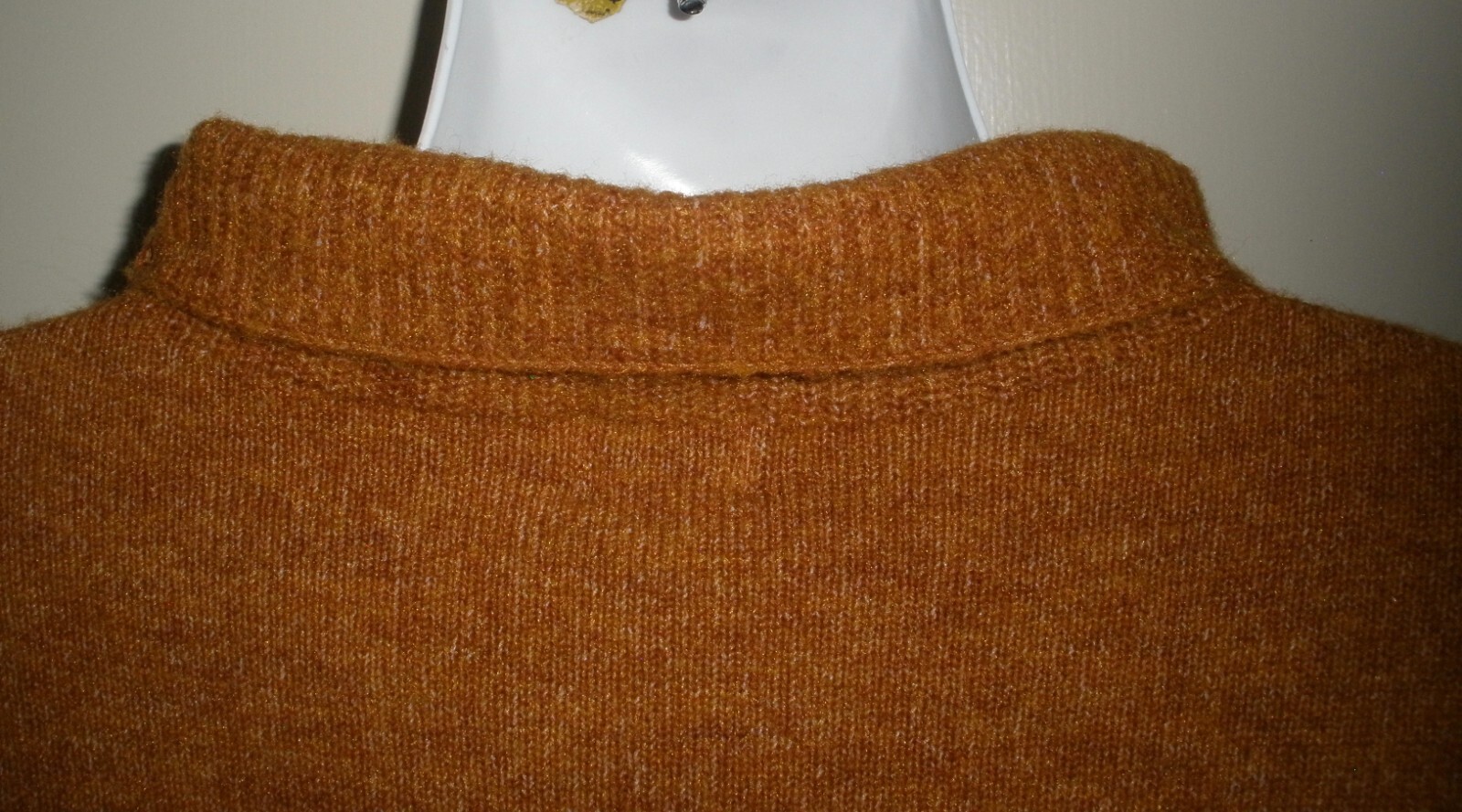 #1144 Sweater Pullover Dress Turtleneck S Dark Orange Yellow Soft Stretch