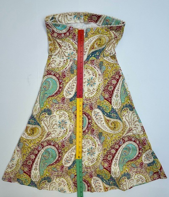 Vintage Moda International Strapless Boho Sundress Yellow Paisley Size 4