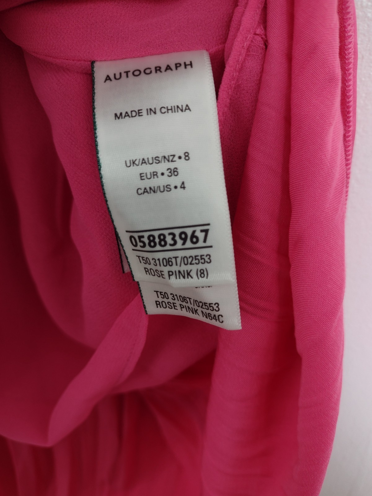 Autograph Textured Pleated Plisse Midi Dress Size 8 In Rose Pink New
