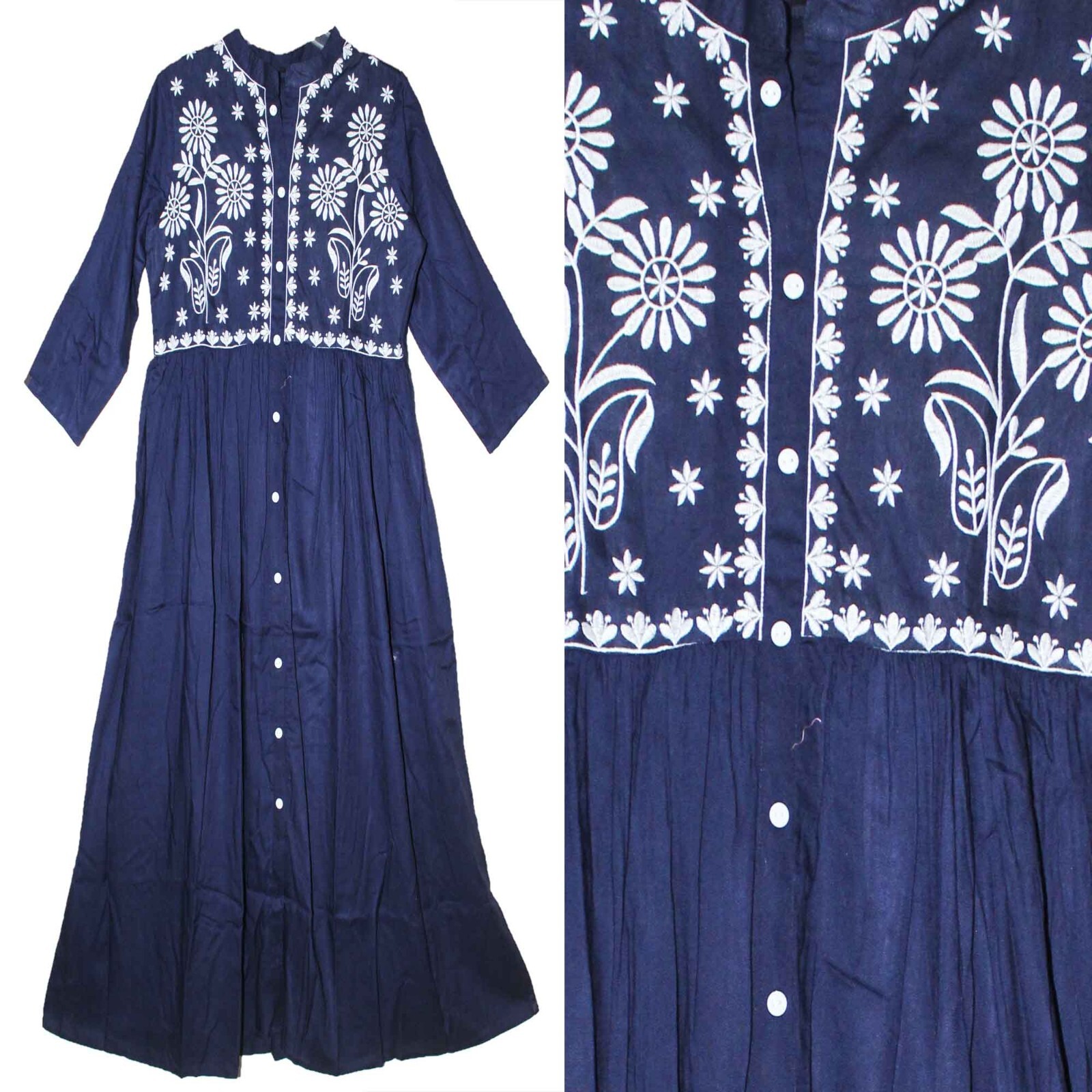 Indian Ethnic Floral Maxi Long Dress For Women Hippie Kurti Boho Retro Gypsy