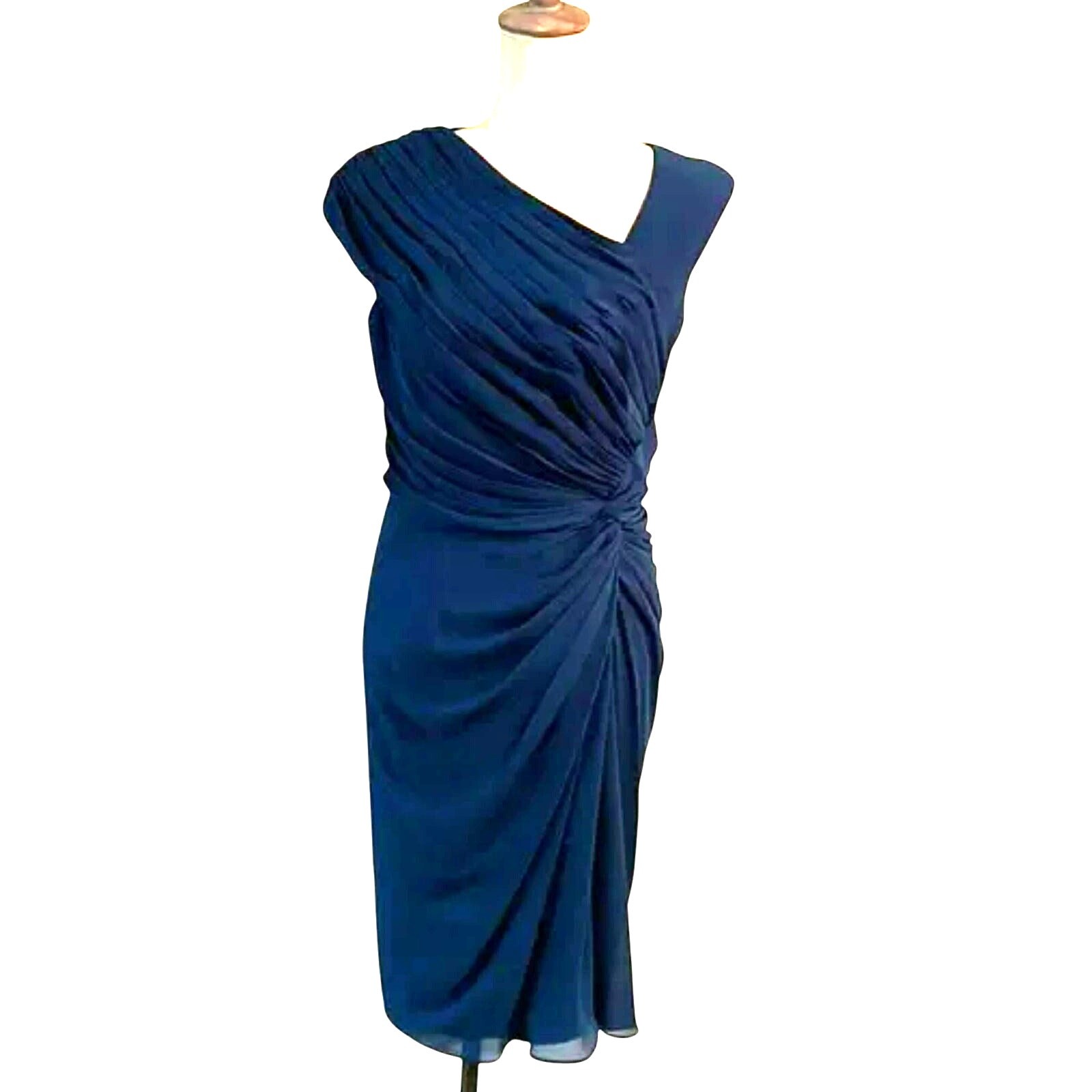 Tadashi Shoji Pleated Knot Drape Ruched Teal Turquoise Dress Women’s Size 4