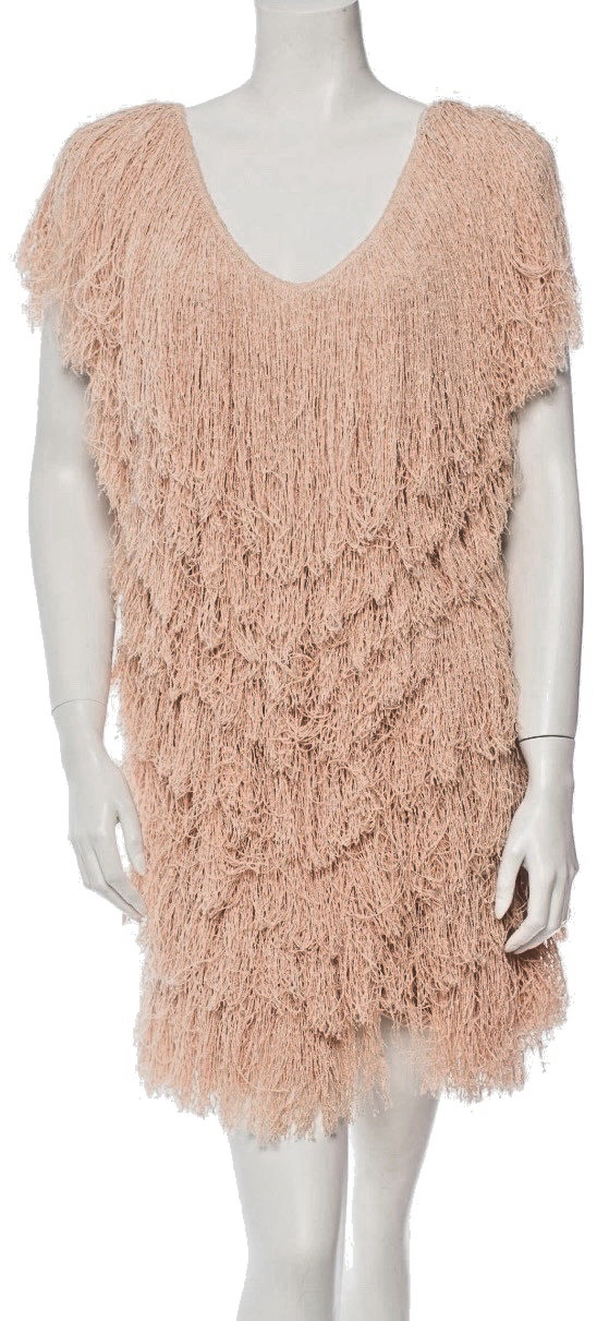 Y2K Archival Bottega Veneta F/W 2009 Peach Shaggy Fringe Dress IT42 US6 Runway