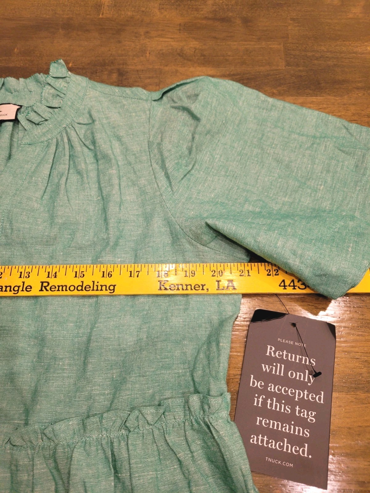 NEW Tuckernuck Crawford Mini Dress Tiered Sea Green Sz Med Linen Blend Coastal