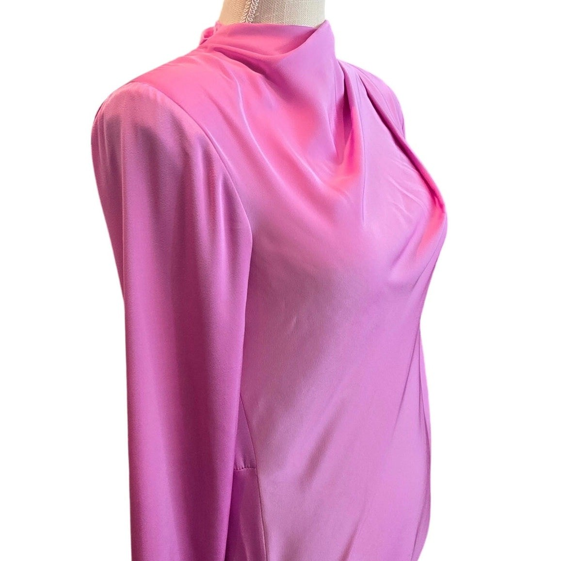 NWT Pink Elegant ASOS Design Open back Mock Neck Slit Maxi Dress Size US 6