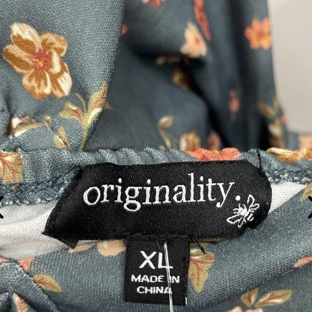 Originality Floral Flutter Sleeve Peasant Midi Dress Teal XL E1030Y522DI