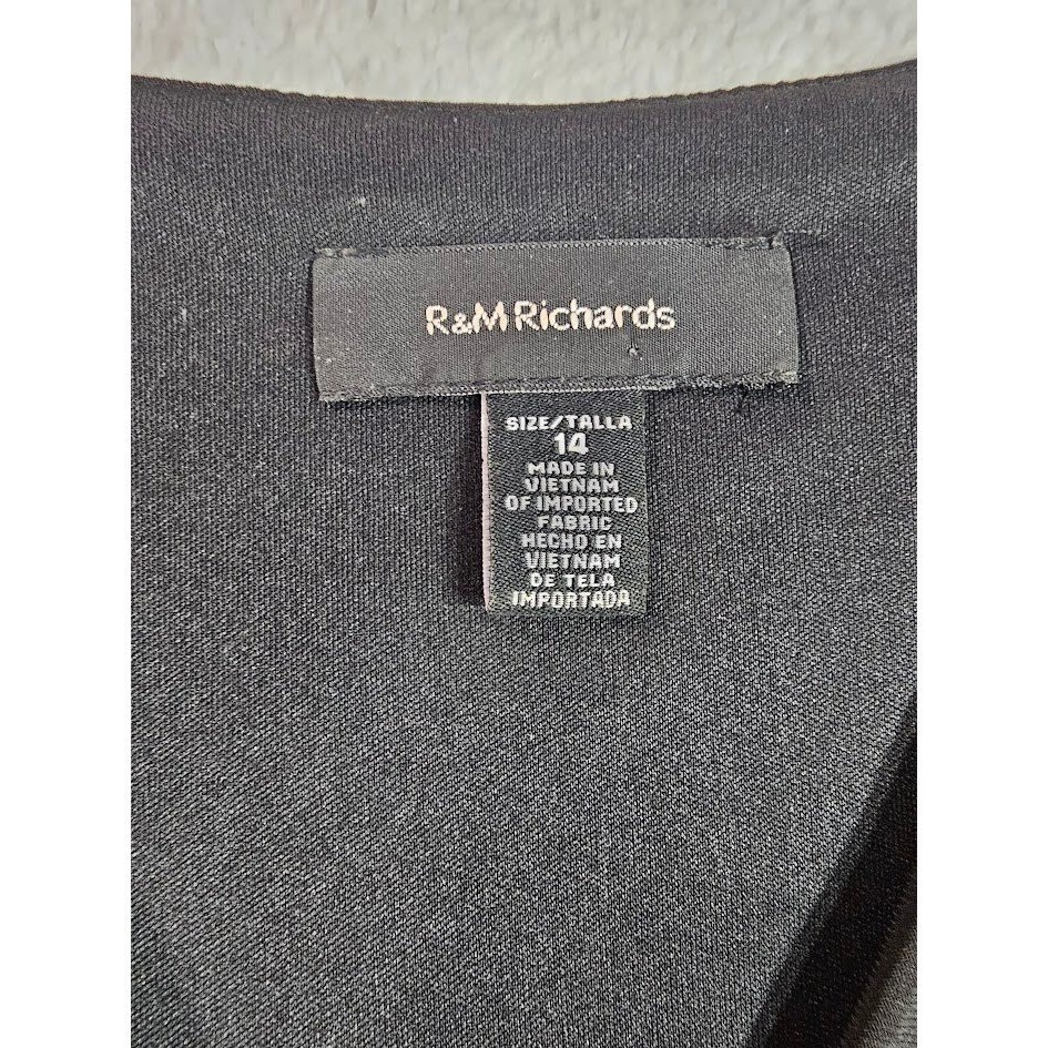 R&M Richards Womens Black Faux Wrap Rhinestone Buckle Cocktail Dress Size 14