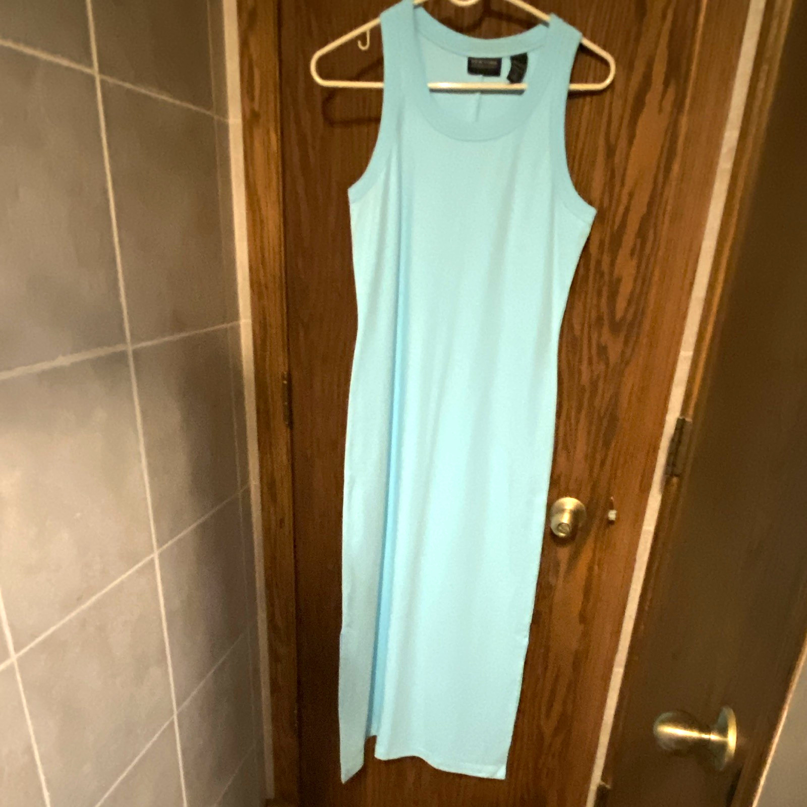 New York & Company Light Blue Maxi Tank Dress Scoop Neck Sleeveless Cotton S
