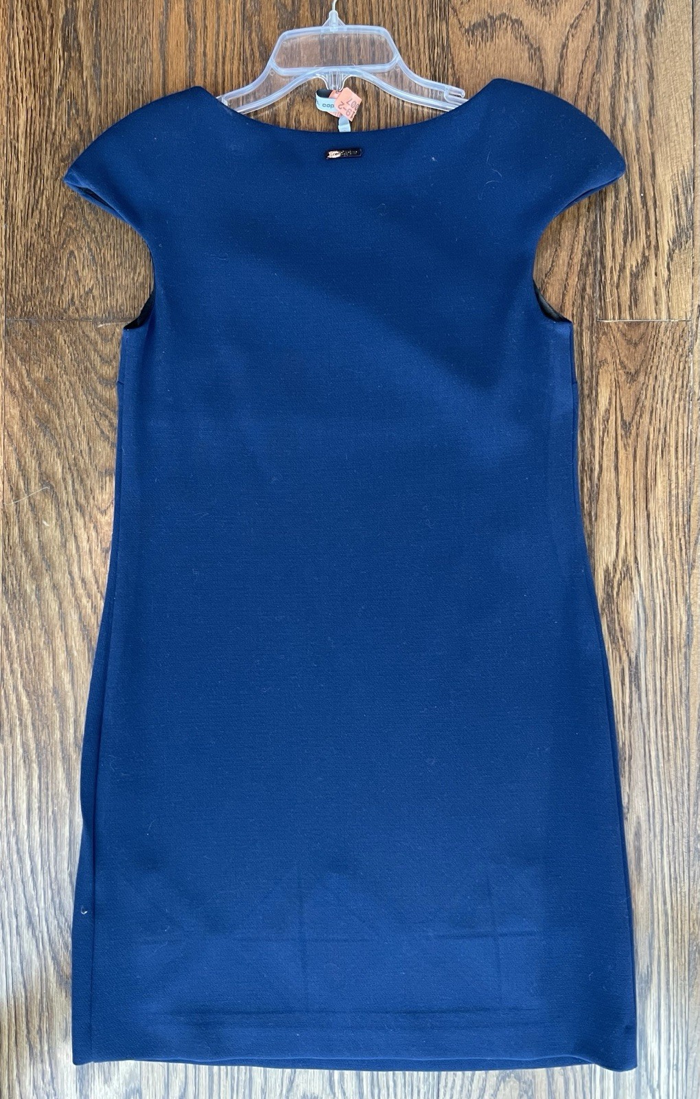 Cop Copine navy sheath dress Sz 36 (S) X cutouts at hem Fresh dry clean