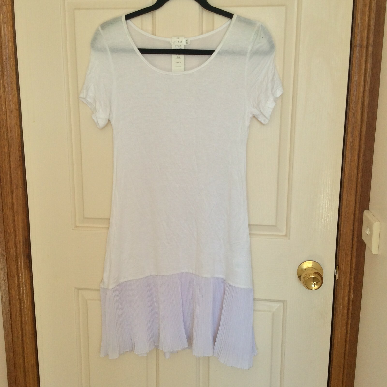FILO WOMENS SHORT SLEEVE WITH PLEAT CHIFFON TRIM DRESS SIZES 8, 10, 12, 14