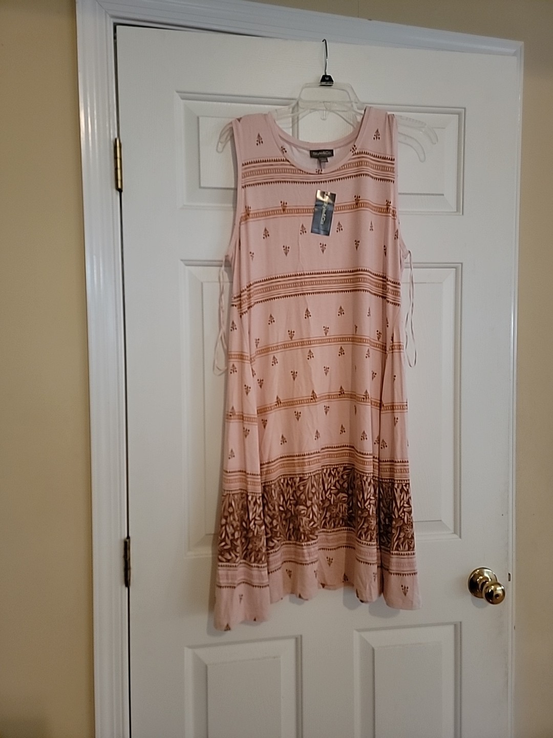 Style & Co Women’s Sz L Flip Flop Dress Sleeveless Tulips Pullover Pink