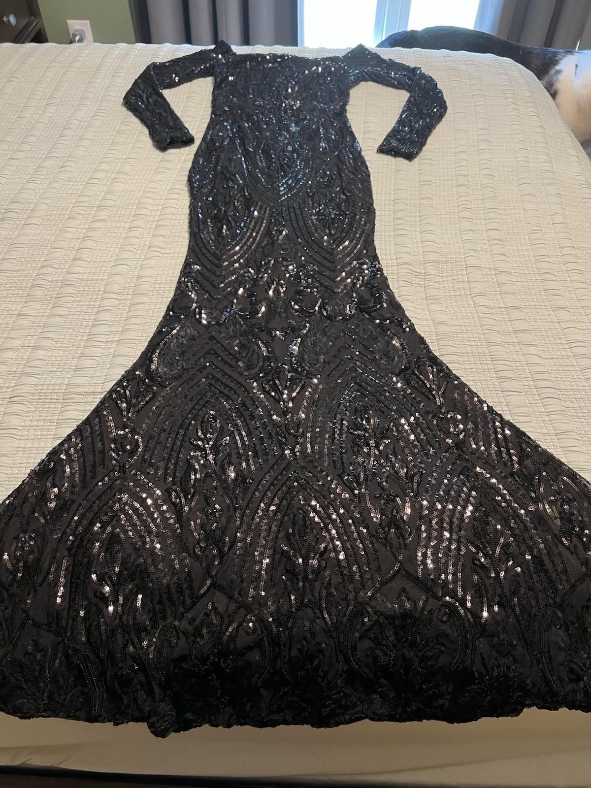 Windsor Sierra Sequin Off The Shoulder Black Formal Mermaid Dress Size S