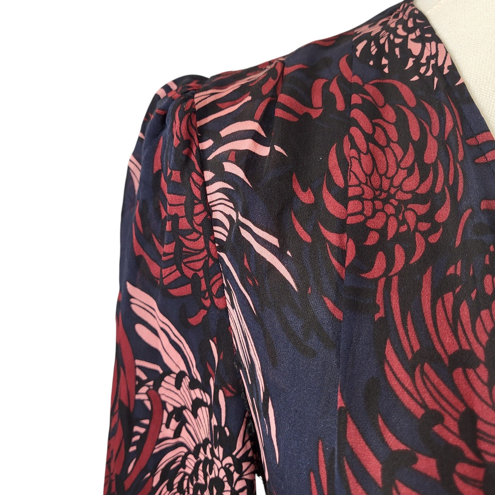 A.L.C. Size 4 RTR Bailey 100% Silk Midi Dress V-Neck Front Slit Floral Print