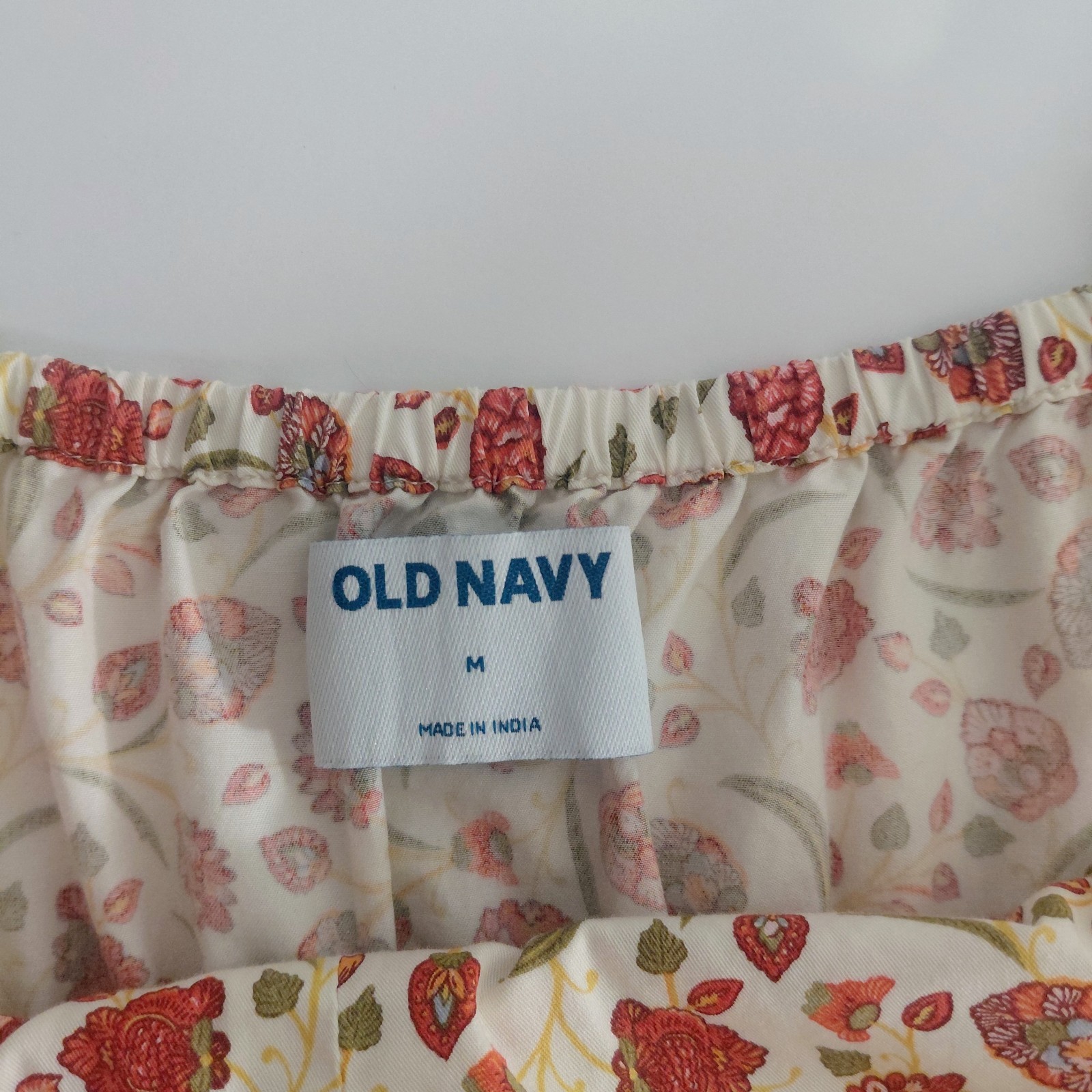 OLD NAVY Cream Floral Smocked Cami Midi Dress SZ M Cottage Core Buttermom Cotton