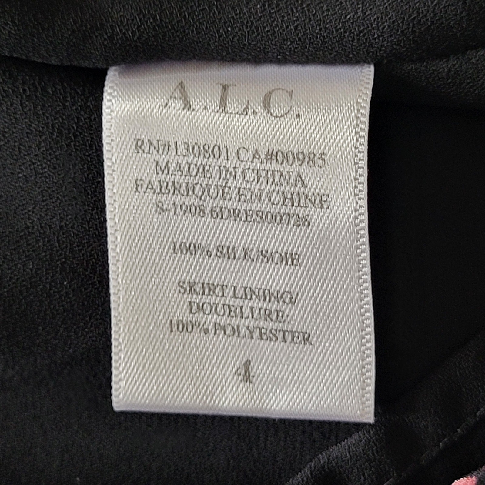 A.L.C. Size 4 RTR Bailey 100% Silk Midi Dress V-Neck Front Slit Floral Print