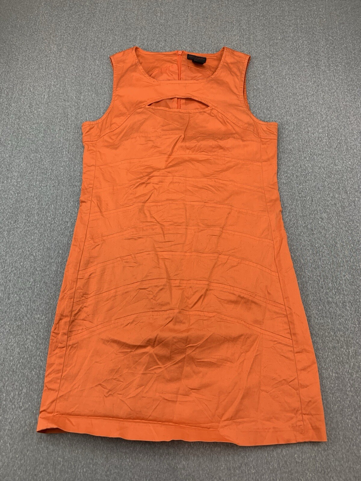 Sara Isabella Keyhole Sheath Dress Women 6 Petite Orange A-line Sewn Stripes EUC