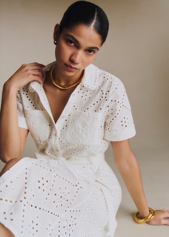 NWT SEZANE ADELE Lace long Summer White Dress Size US 8 EU 40