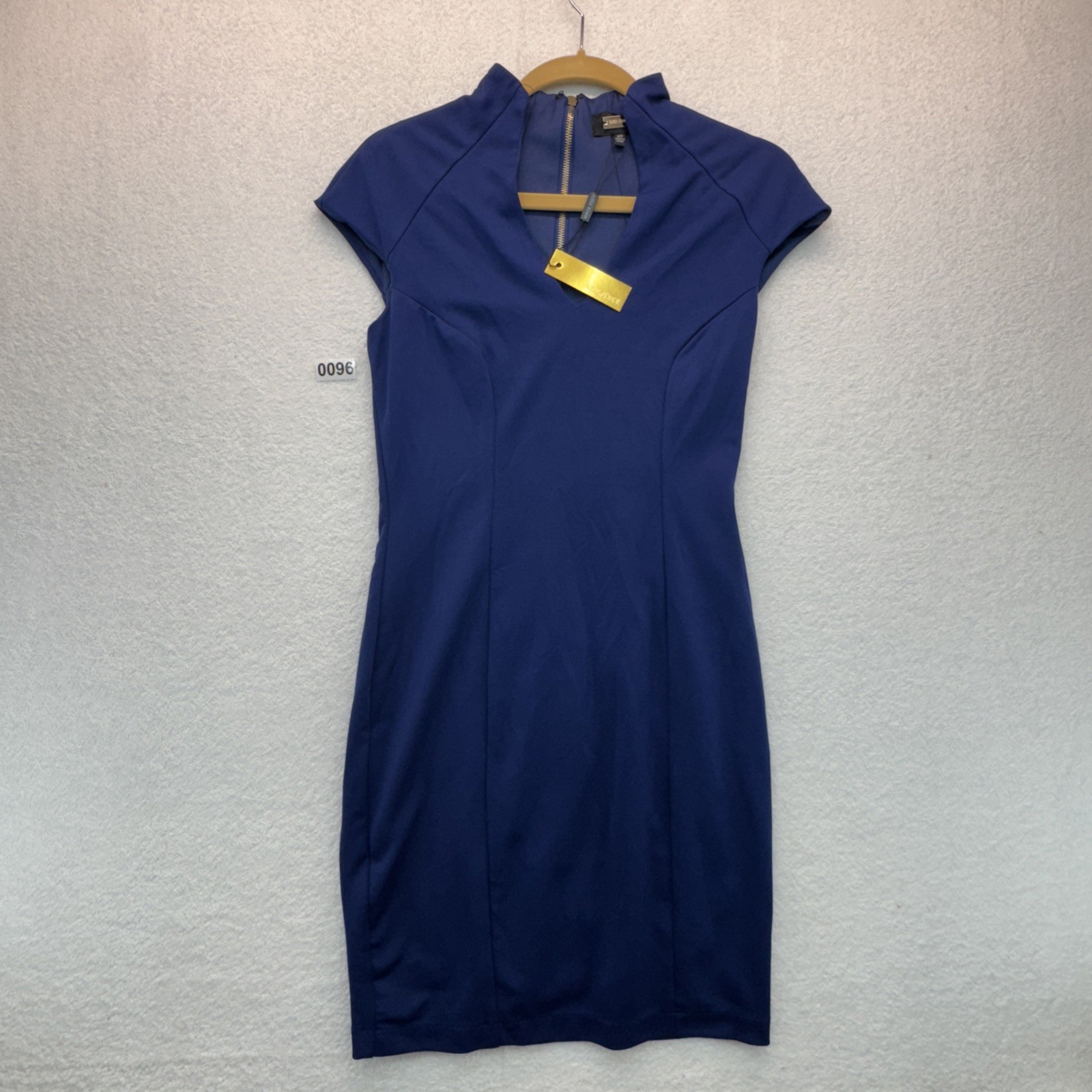 NEW Alexia Admor Cap Sleeve Sheath Dress Fitted Navy Gold V Neck XS Bin 3 Tag 96