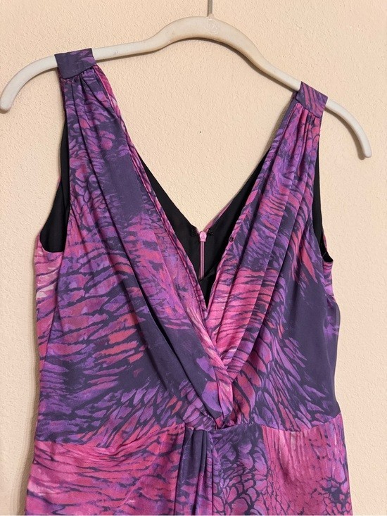 Presley Skye Purple 100% Silk Front Knot Style Sleeveless Tulip Dress, PM EUC