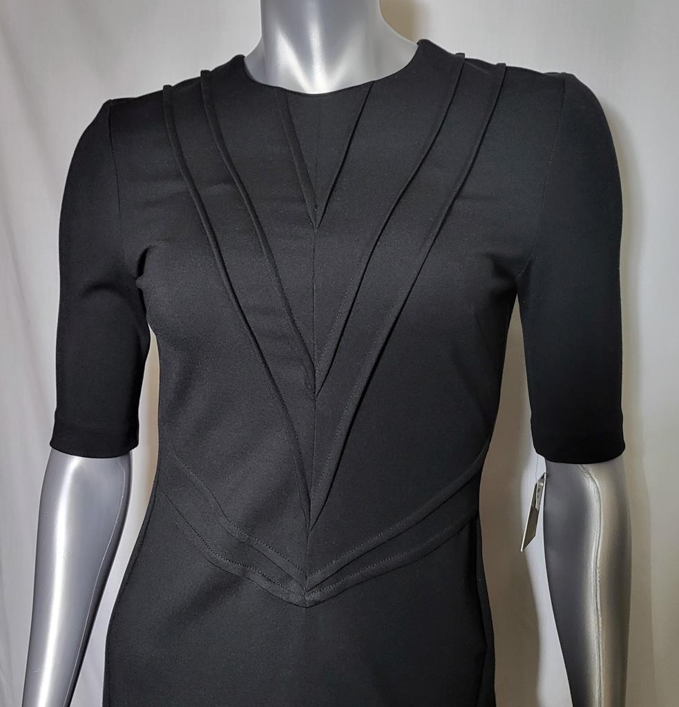 TAYLOR 4 Knit Black Short Sleeve Dress To-Knee Rear Zip Style 5015M Nordstrom