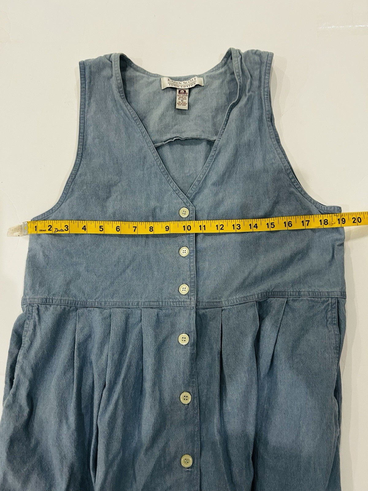 VTG Country Cottage Button Front Overall Jumper Dress Denim Prairie Peasant – M
