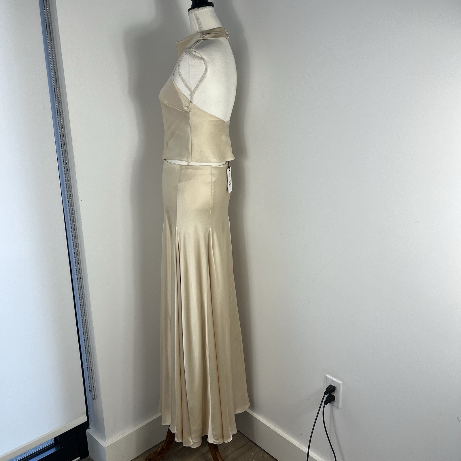 Reformation Sera Silk Two Piece set 6 Almond Ivory White Maxi Skirt Top $498
