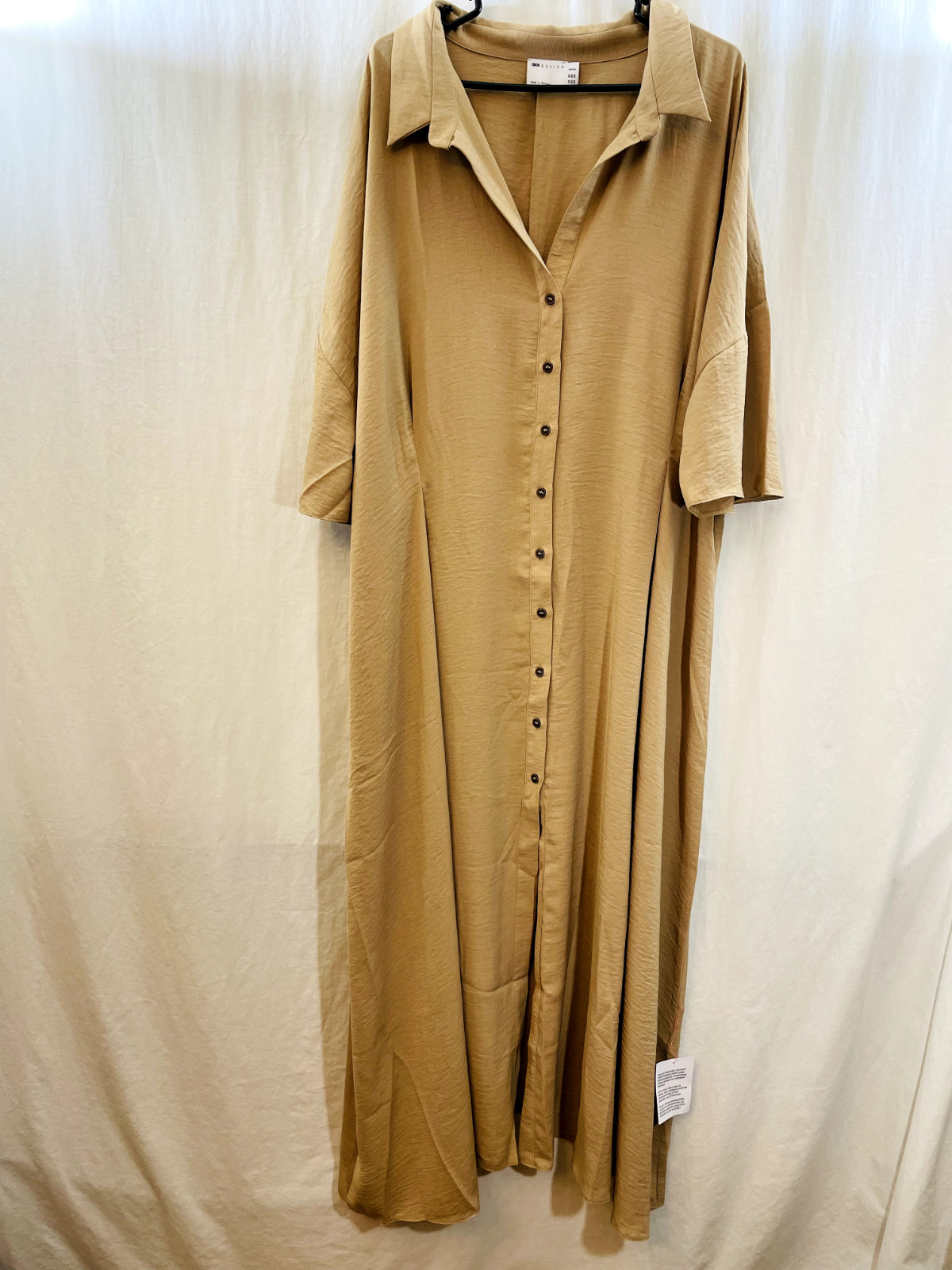 ASOS DESIGN Curve Button Through Waist Midi Shirt Dress In Beige US 26/UK30 NWT