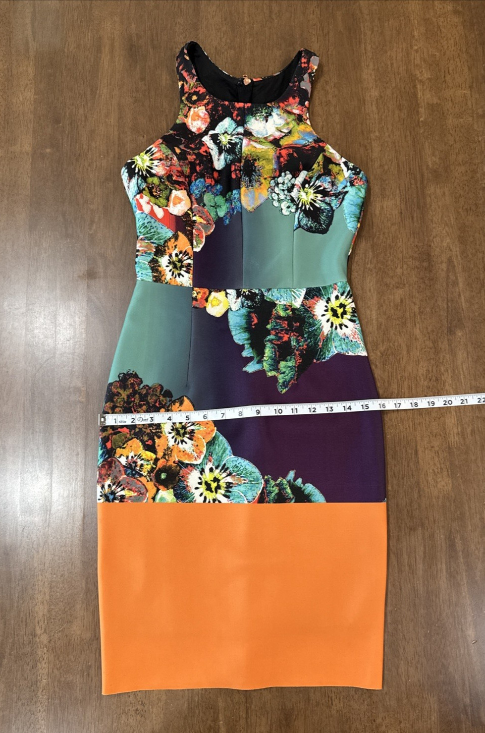 MILLY Floral Scuba Sheath Bodycon Cocktail Dress Racerback Halter Women Sz 2